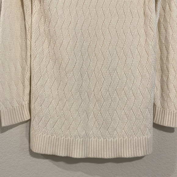 Charter Club Women Sweater Large White Cotton Longline Coastal Grandma Preppy - Picture 5 of 13